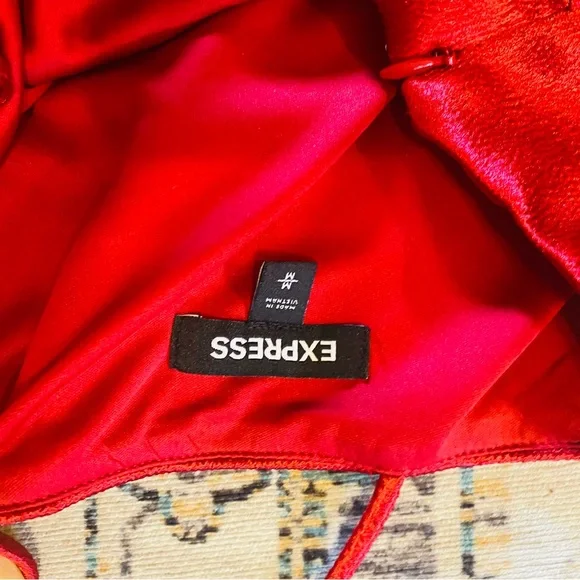 EXPRESS Red Satin Asymmetrical One Shoulder Midi Dress - Picture 5 of 5